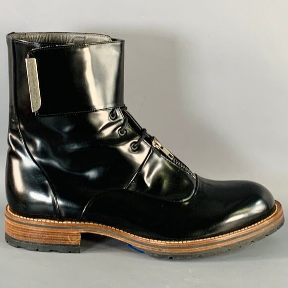 PORTS 1961 Size 11 Black Brown Leather Lace-Up Zipper Boots - Picture 2 of 9